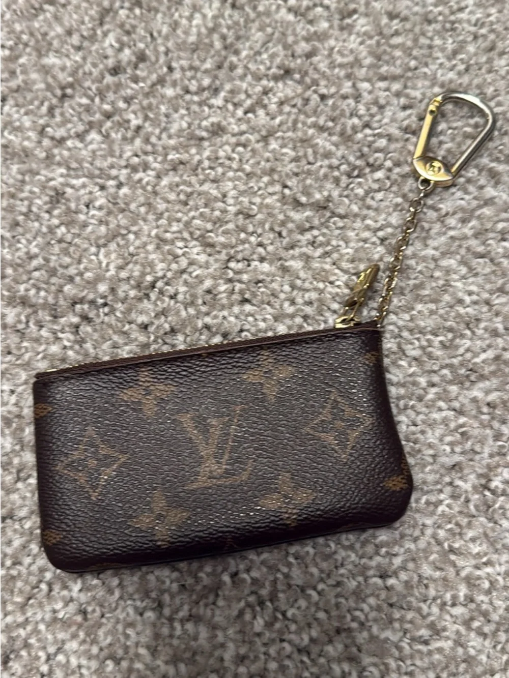 Louis Vuitton Brown Monogram Key Pouch with Gold Hardware